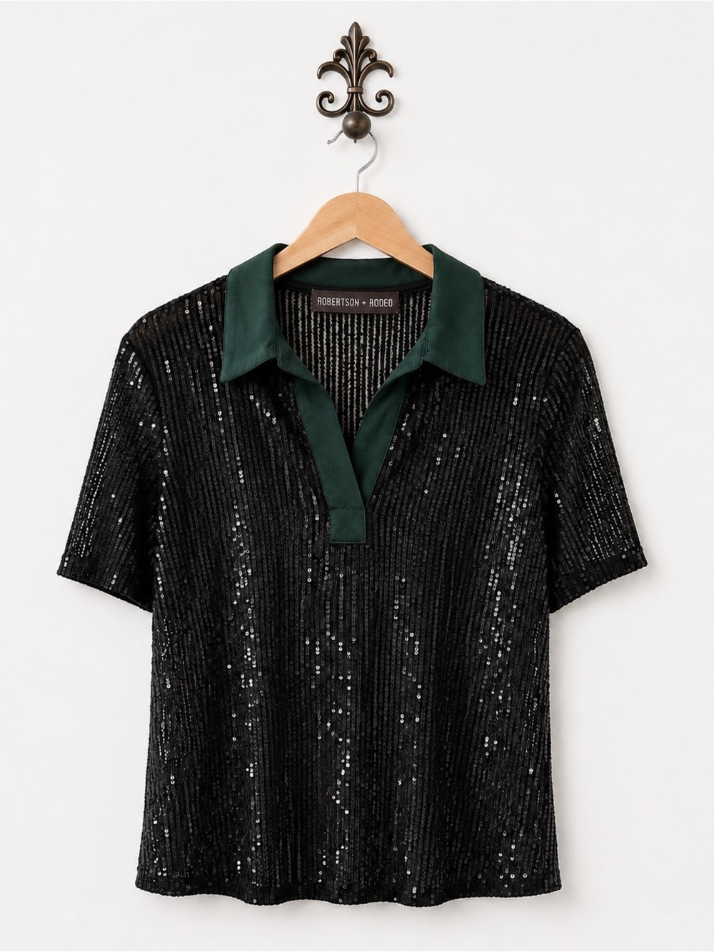 Robertson & Rodeo sequin collar sheer holiday top M/L